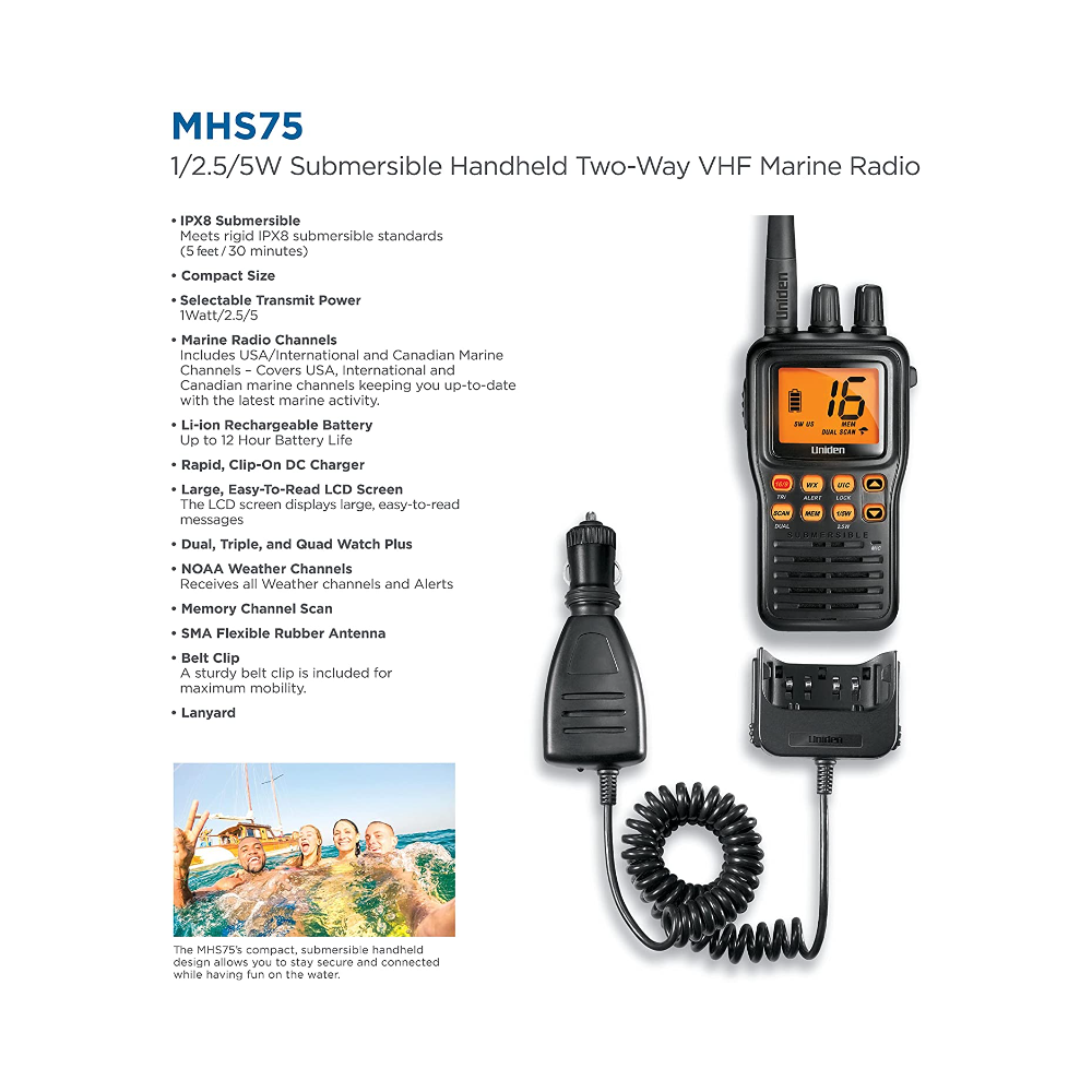 国際VHF Uniden MHS75 受信機 取扱説明書付き 国際VHF Uniden MHS75 受信機 取扱説明書付き